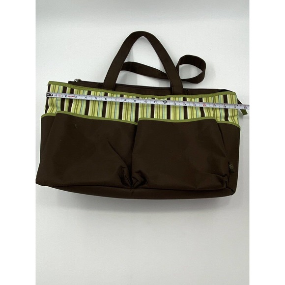 2014 Geoffrey LLC 19 Inch Diaper Bag Baby Tote Bag - Brown w/Green Stripes - Picture 9 of 9